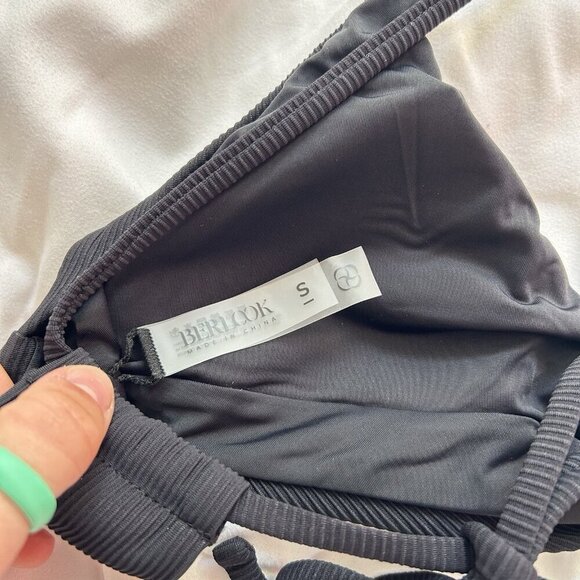 NWT Berlook Black Bikini Set Womens Medium M High Waisted Bottom Swimwear - Picture 10 of 10